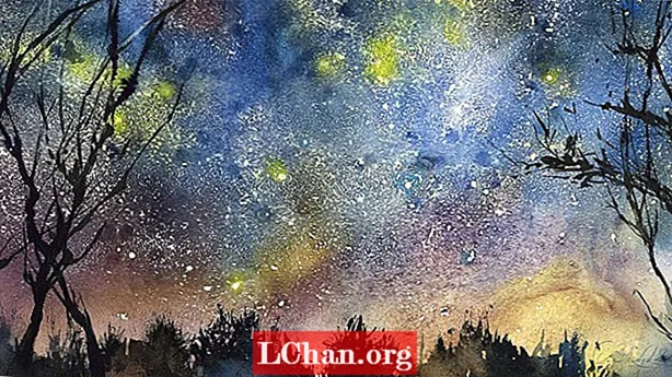 Três passos para um céu noturno cintilante em aquarela