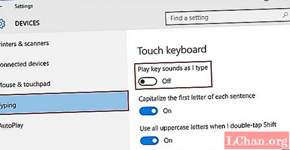 Як адключыць гук клавіятуры ноўтбука ў сістэме Windows 10