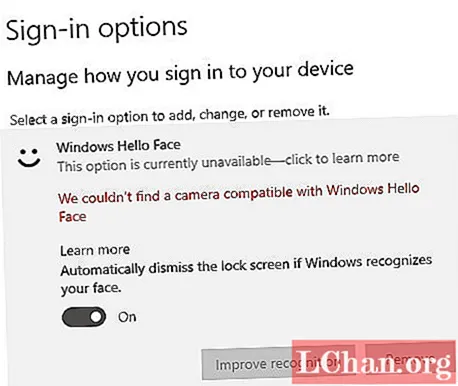 No es poden trobar les 4 maneres principals de resoldre la càmera compatible amb Windows Hello